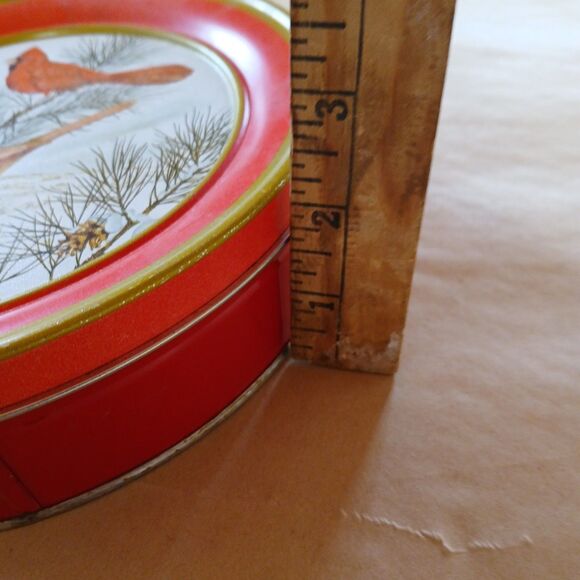 Vintage Cardinal  Bird Red Cookie Tin Container Christmas Holiday - Picture 7 of 7